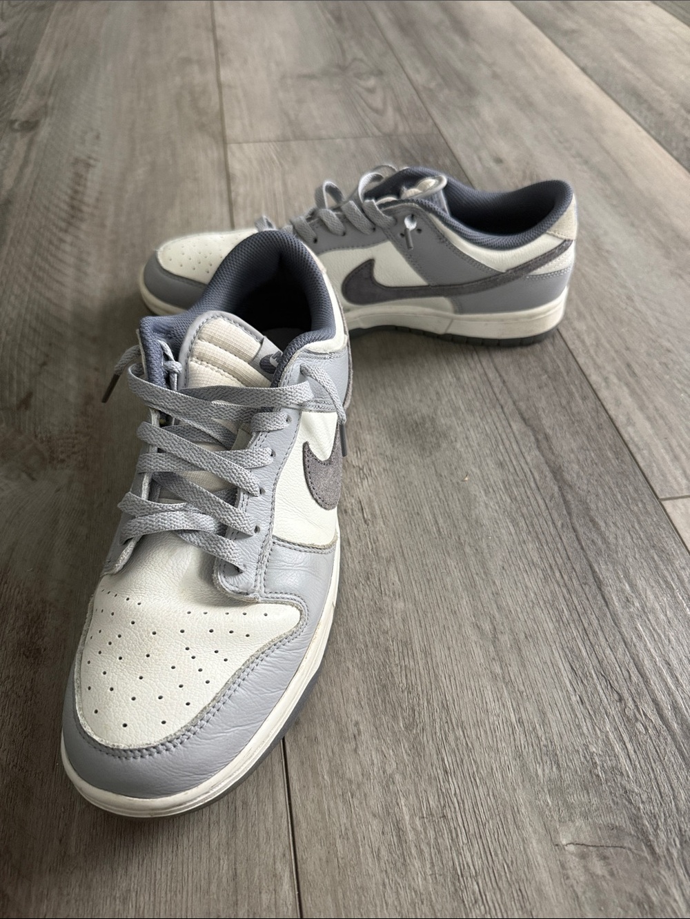 Nike Dunks Gray and White Low-Top Sneakers
